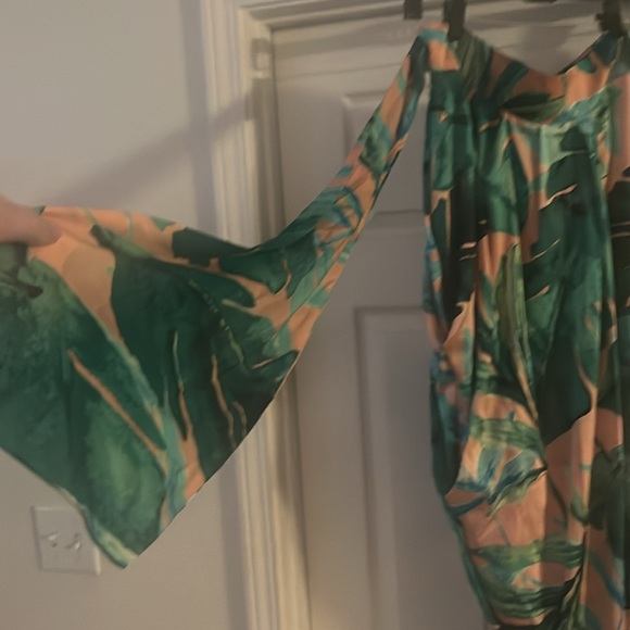 New York & Co. Tropical high waist midi wrap skirt with ties. Size large - Picture 3 of 5